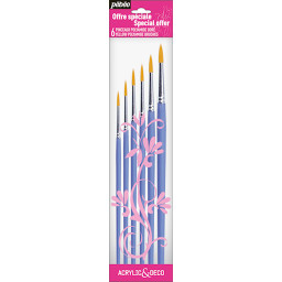 Lot de 6 pinceaux ronds polyamide dorés - Pébéo
