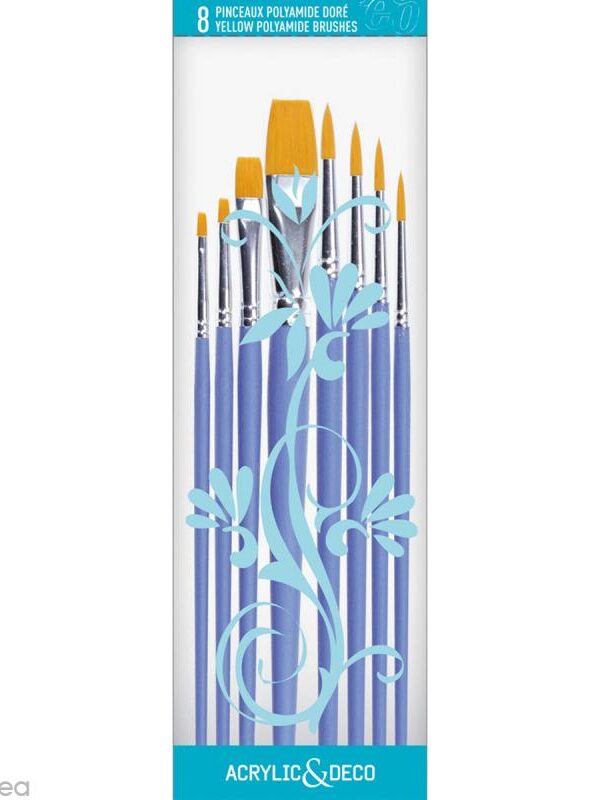 Lot de 8 brosses polyamide dorés - Pebeo