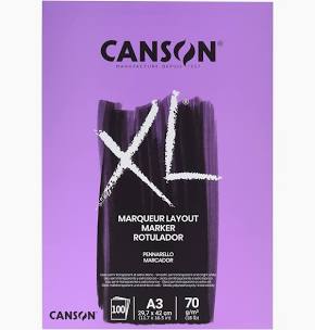 Bloc de 70 feuilles de papier dessin XL Marker 100G A3 – Canson