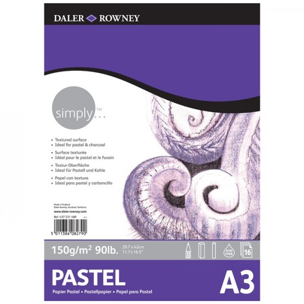 Bloc de 50 Feuilles Simply Pastel 150g A3 - Daler Rowney