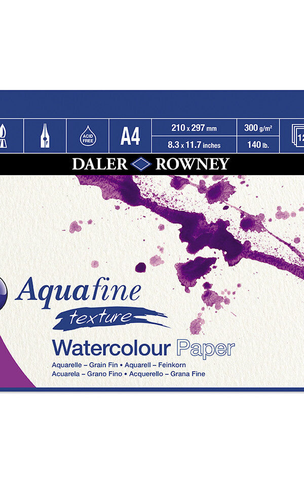 Bloc de 12 Feuilles Aquafine Texture 300g A4 - Daler Rowney