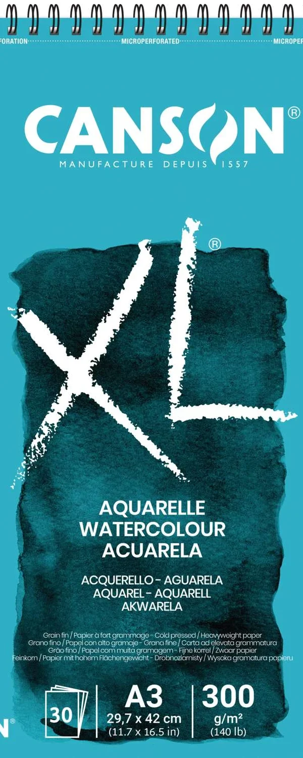 Bloc de 30 feuilles de papier dessin XL AQUARELLE 300g A3 - Canson