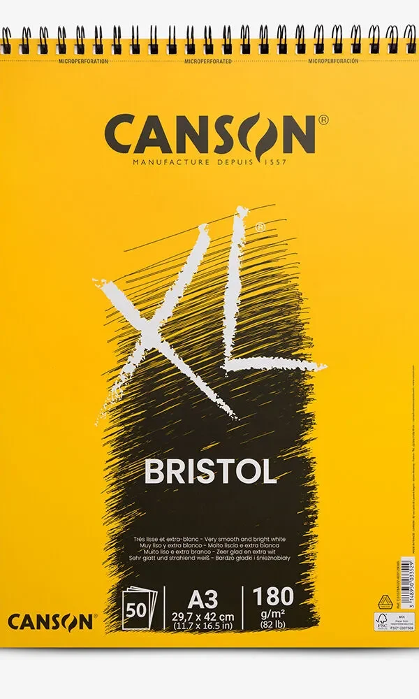 Bloc de 50 feuilles de papier dessin XL Bristol 180g A3 - Canson