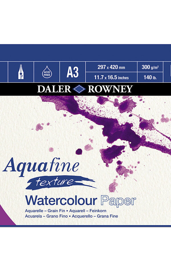 Bloc de 12 Feuilles Aquafine Texture 300g A3 - Daler Rowney