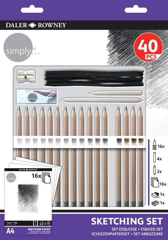 Daler Rowney Coffret 40 pièces croquis & dessin & esquisse