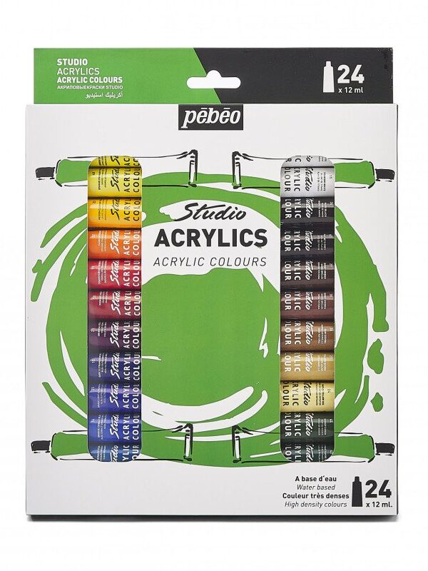 Set De 24 Tubes Acrylique 12Ml, Couleurs Vives Et Profondes. Fini Mat Satiné.