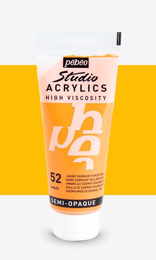 Peinture Acrylique Pebeo Studio 100ml - Jaune Cadmium Foncé #52