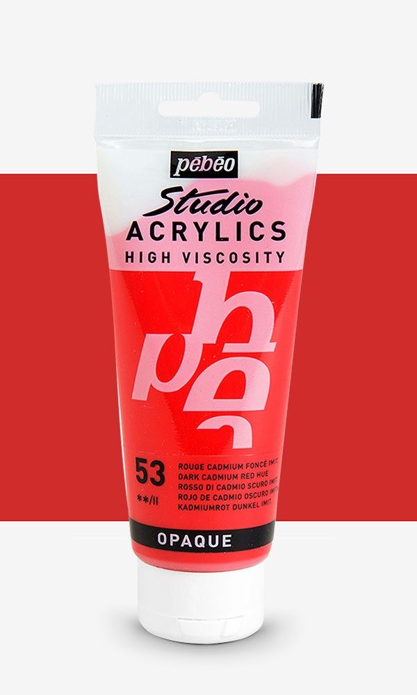 Peinture Acrylique Pebeo Studio 100ml - Rouge Cadmium Foncé #53