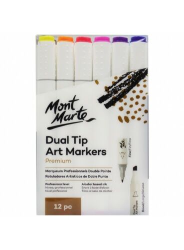 Dual Tip Art Markers Mont Marte 12 pièces