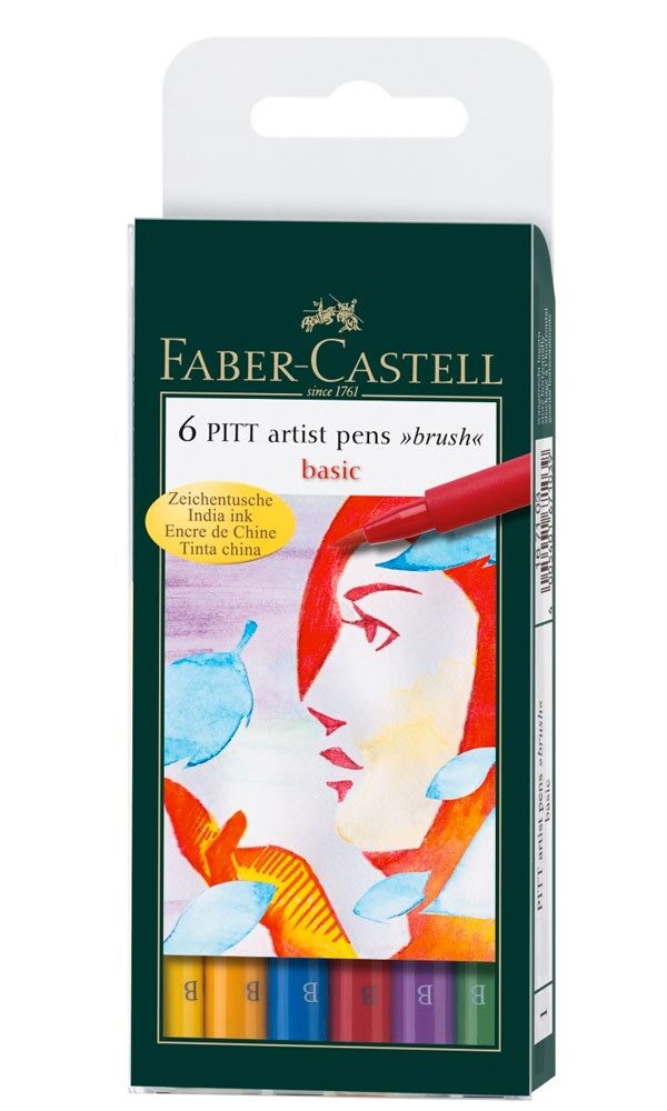 Feutre Pitt Artist Pen, boîte de 6, couleurs de base