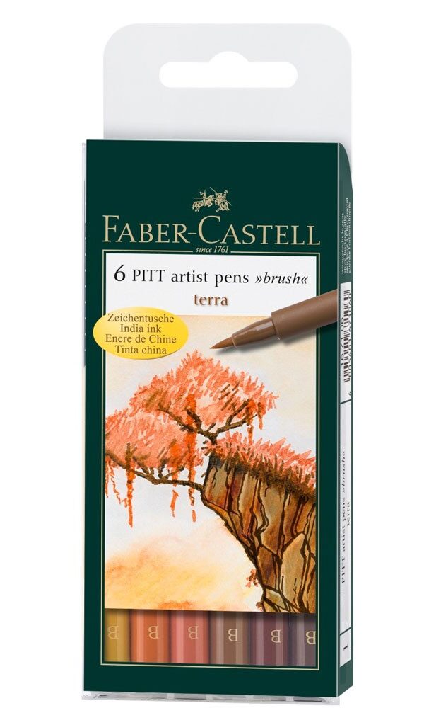 Feutre Pitt Artist Pen, boîte de 6, couleurs terra