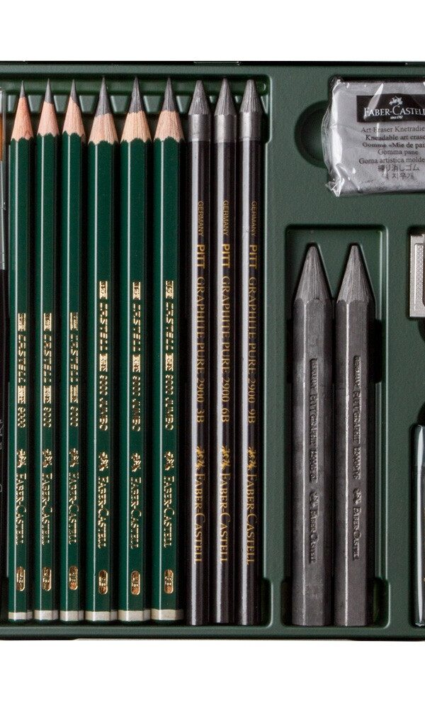 Set de crayons Pitt Graphite, boîte métal de 19 pièces