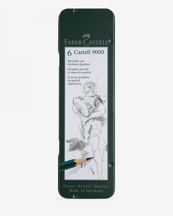 Crayons graphite Castell 9000, boîte métal de 6