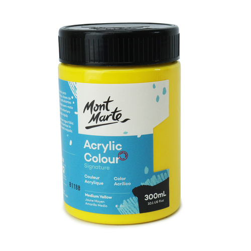 Mont Marte Signature Acrylic Paint 300ml Pot - Jaune Medium