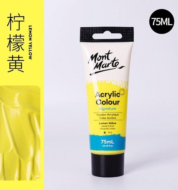 Mont Marte Studio Acrylic Paint 75ml - Lemon Yellow