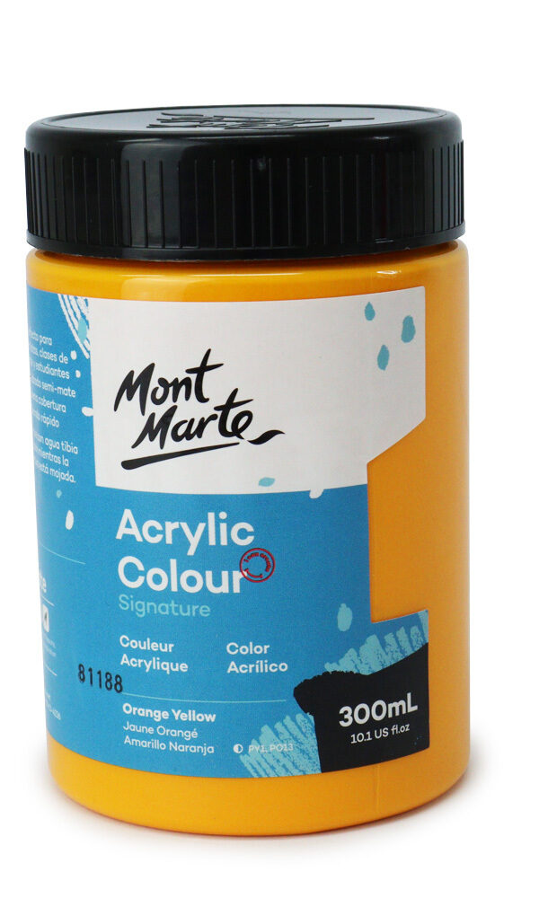 Mont Marte Signature Acrylic Paint 300ml Pot - Jaune Orangé