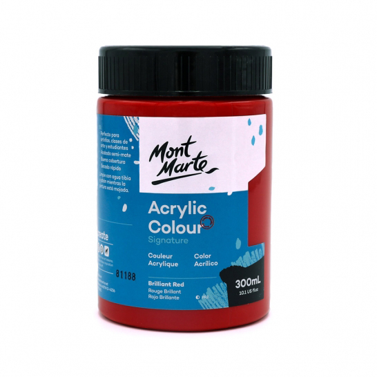 Mont Marte Signature Acrylic Paint 300ml Pot - Rouge Brillant