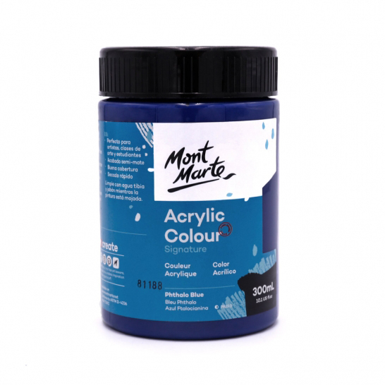 Mont Marte Signature Acrylic Paint 300ml Pot - Bleu Phtalo