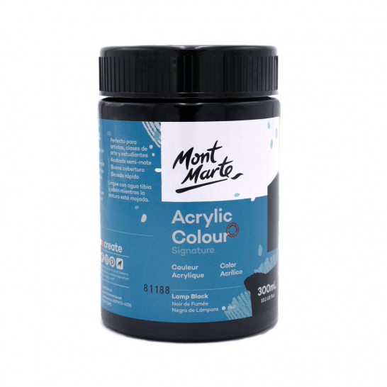 Mont Marte Signature Acrylic Paint 300ml Pot - Noir de fumée