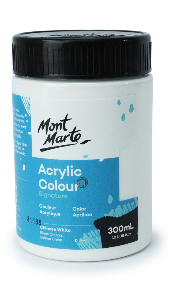 Mont Marte Signature Acrylic Paint 300ml Pot - Blanc Chinois