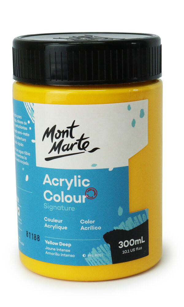 Mont Marte Signature Acrylic Paint 300ml Pot - Jaune Intense