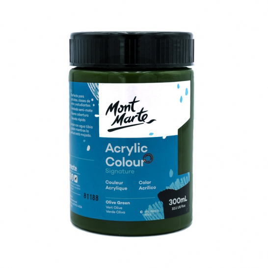 Mont Marte Signature Acrylic Paint 300ml Pot - Vert Olive