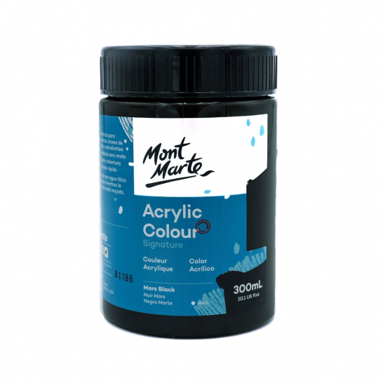 Mont Marte Signature Acrylic Paint 300ml Pot - Noir Mars