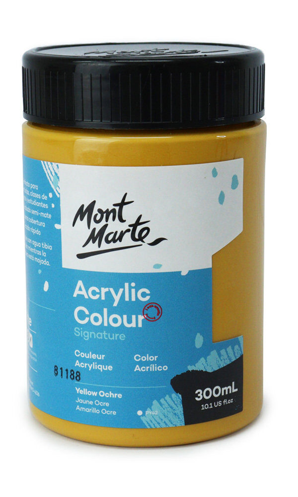 Mont Marte Signature Acrylic Paint 300ml Pot - Jaune Ocre