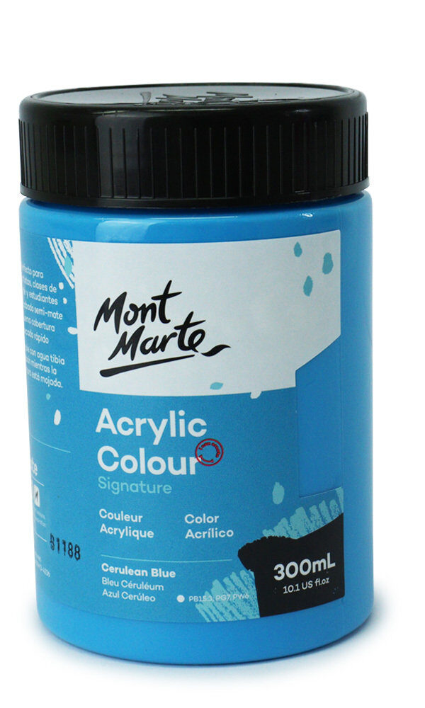 Mont Marte Signature Acrylic Paint 300ml Pot - Bleu Céruléum
