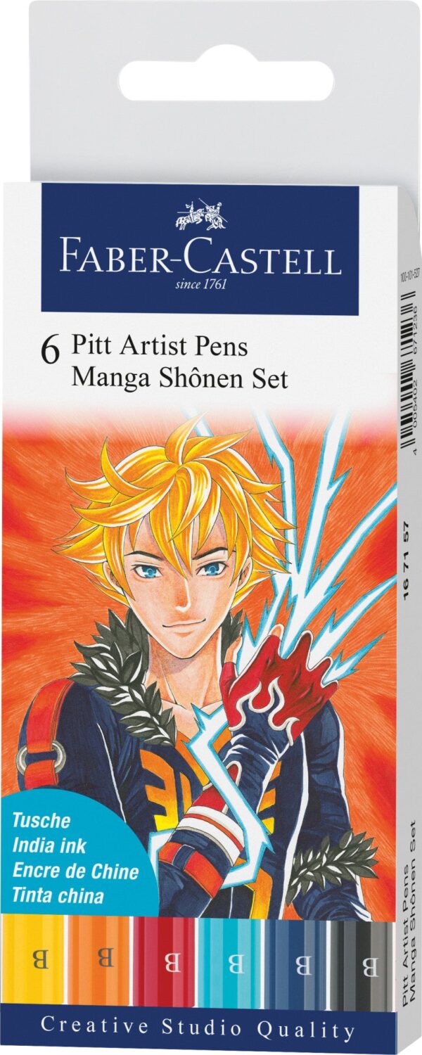 Feutre Pitt Artist Pen, boîte de 6, Manga Shônen - Faber Castell