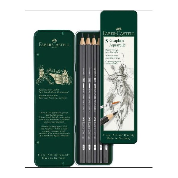Crayons Graphite Aquarelle boîte métal de 5 - Faber Castell