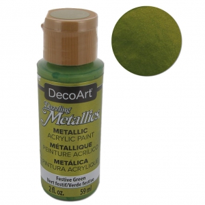 PEINTURE ACRYLIQUE MÉTALLIQUE - DECOART DAZZLING METALLICS - VERT FESTIF X59 ML