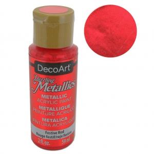 PEINTURE ACRYLIQUE MÉTALLIQUE - DECOART DAZZLING METALLICS - ROUGE FESTIF X59 ML