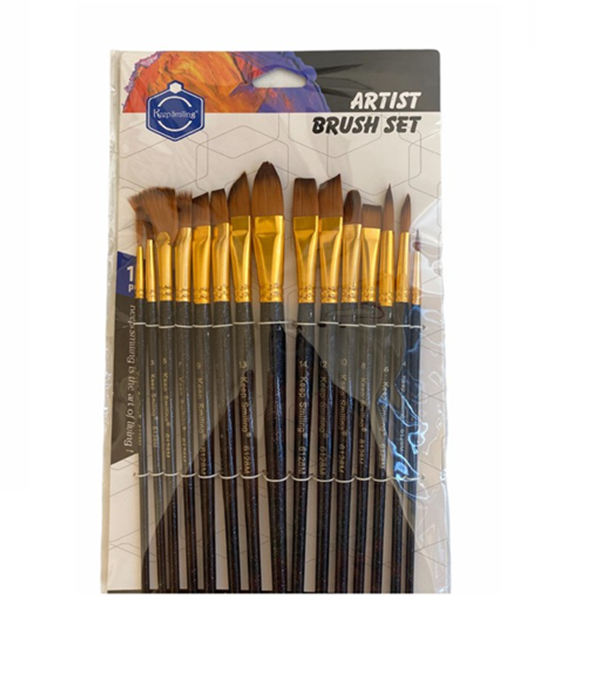 Set de 15 pinceaux pour aquarelle acrylique et à l’huile - Keep Smiling