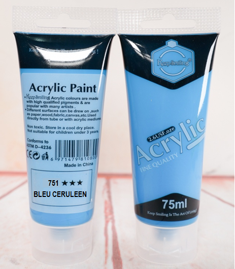 Peinture Acrylique KeepSmiling 75ml - Bleu Ceruleen - 751