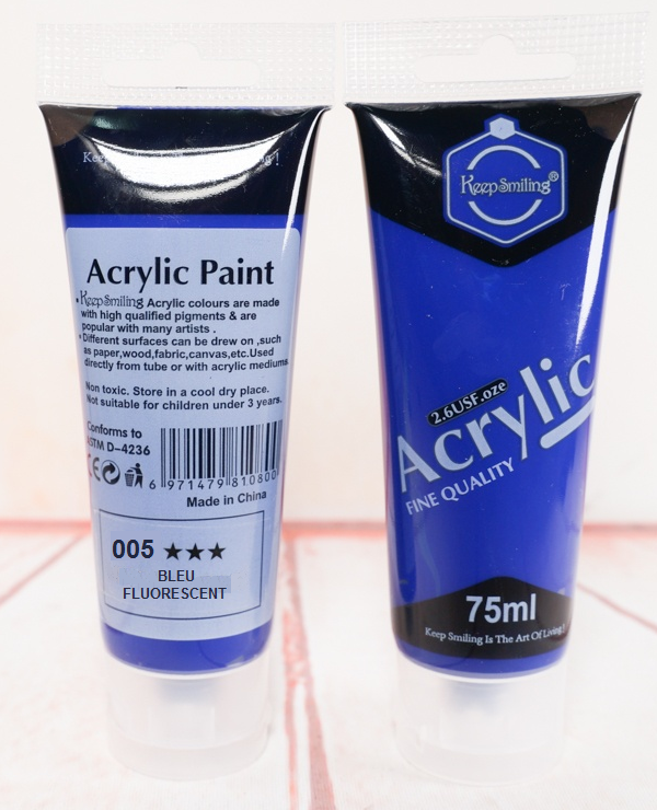 Peinture Acrylique KeepSmiling 75ml - Bleu Fluo - 005