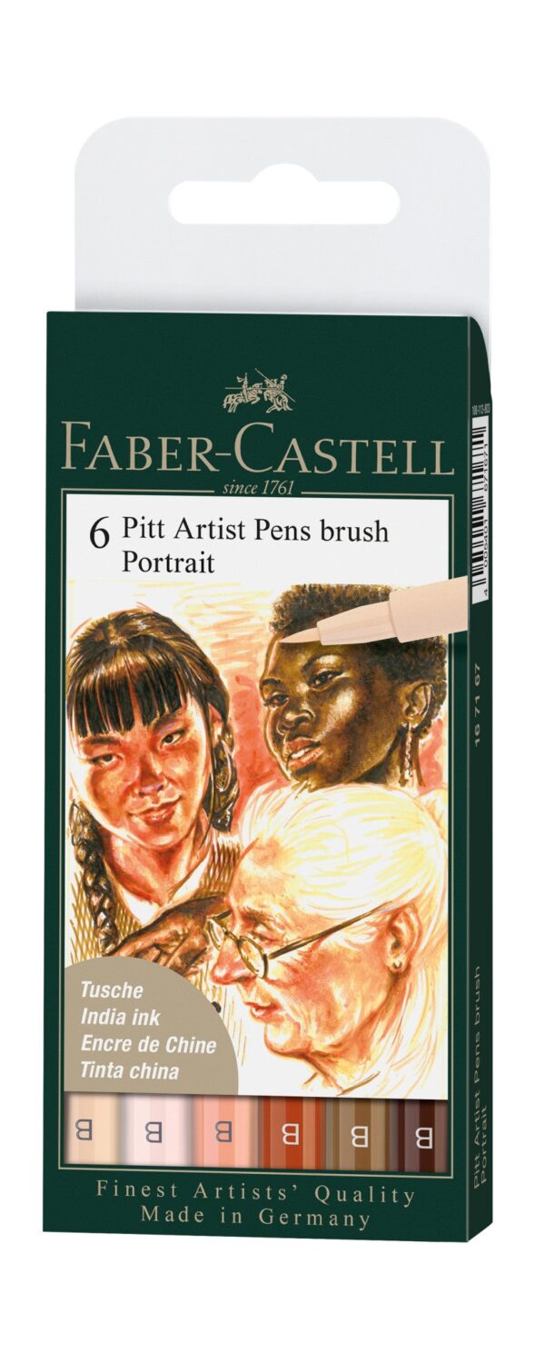 Feutres Pitt Artist Pen B, boîte de 6 Portrait