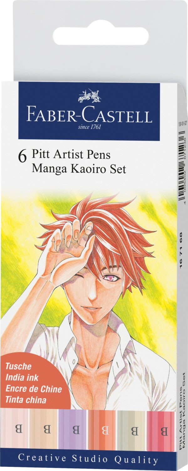 Feutre Pitt Artist Pen, boîte de 6, Manga Kaoiro - Faber Castell
