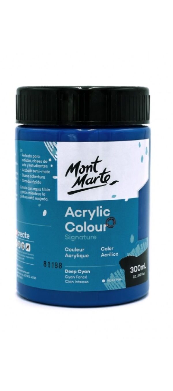 Mont Marte Signature Acrylic Paint 300ml Pot - Cyan Foncé