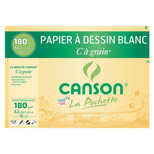 Pochette 12 Papier C A GRAIN 180G 24X32 - Canson