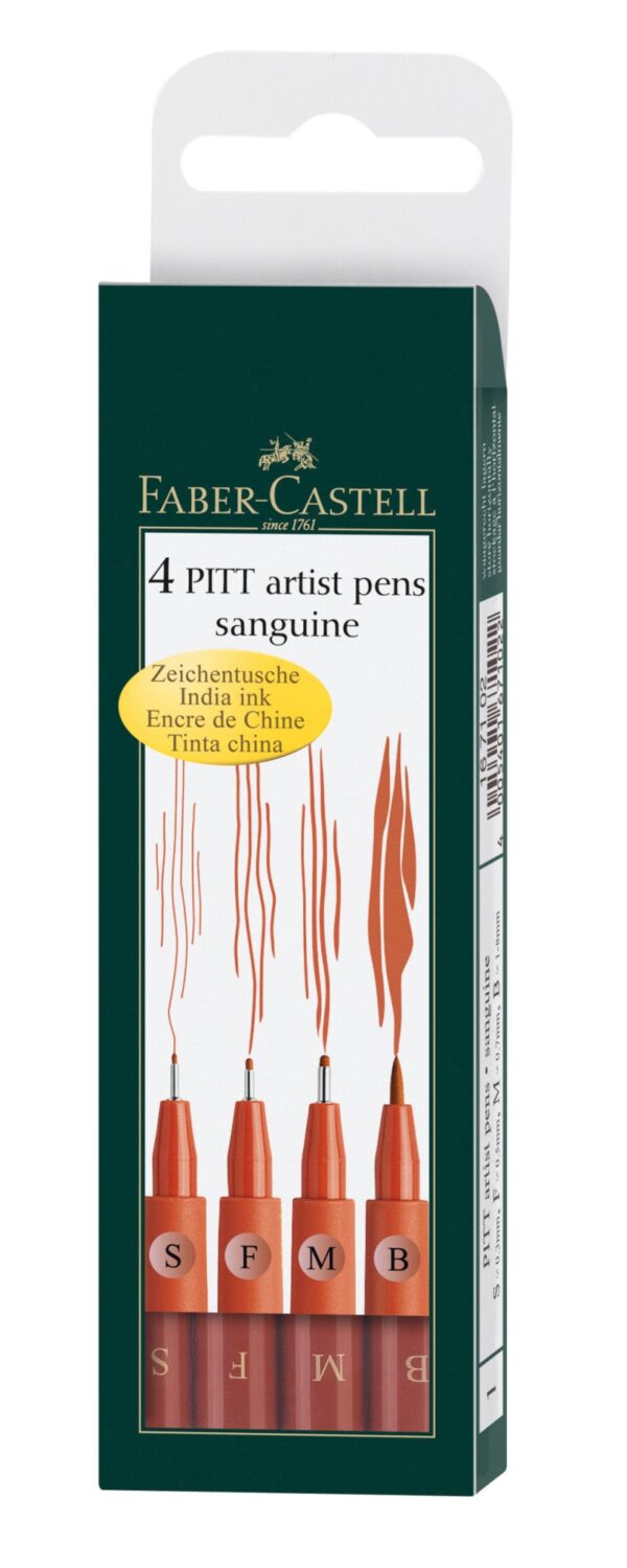 Feutre Pitt Artist Pen, boîte de 4, sanguine, S/F/M/B